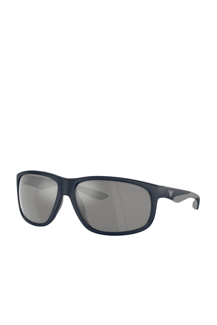 Men's D-Frame Sunglasses in Black with Dark Grey Lenses